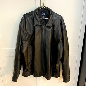 Gap Black Genuine Leather zip up Jacket size XXL